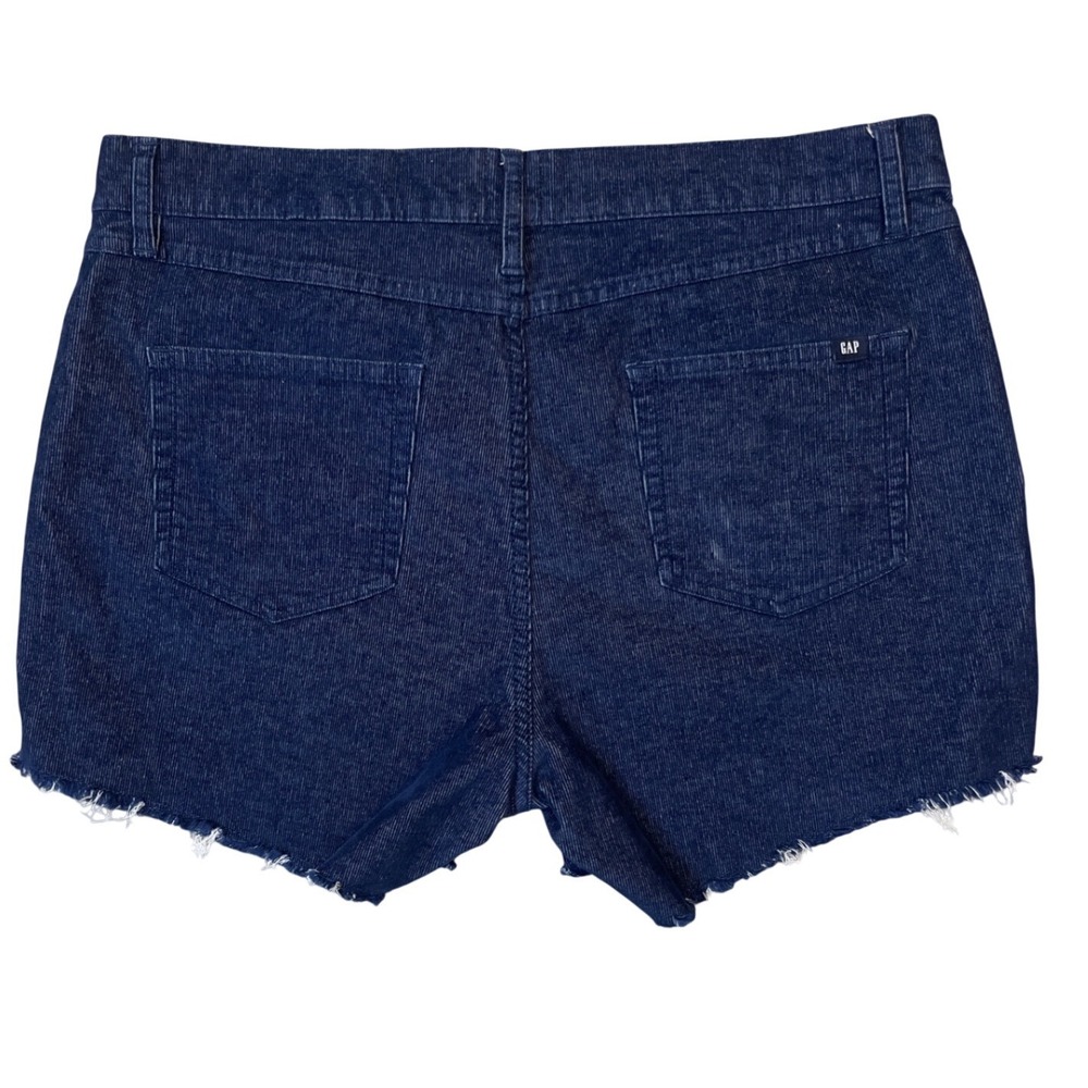 Gap Navy Blue Corduroy Frayed Hem Shorts Size 10 Cut Off Stretch Indigo New - Picture 3 of 5